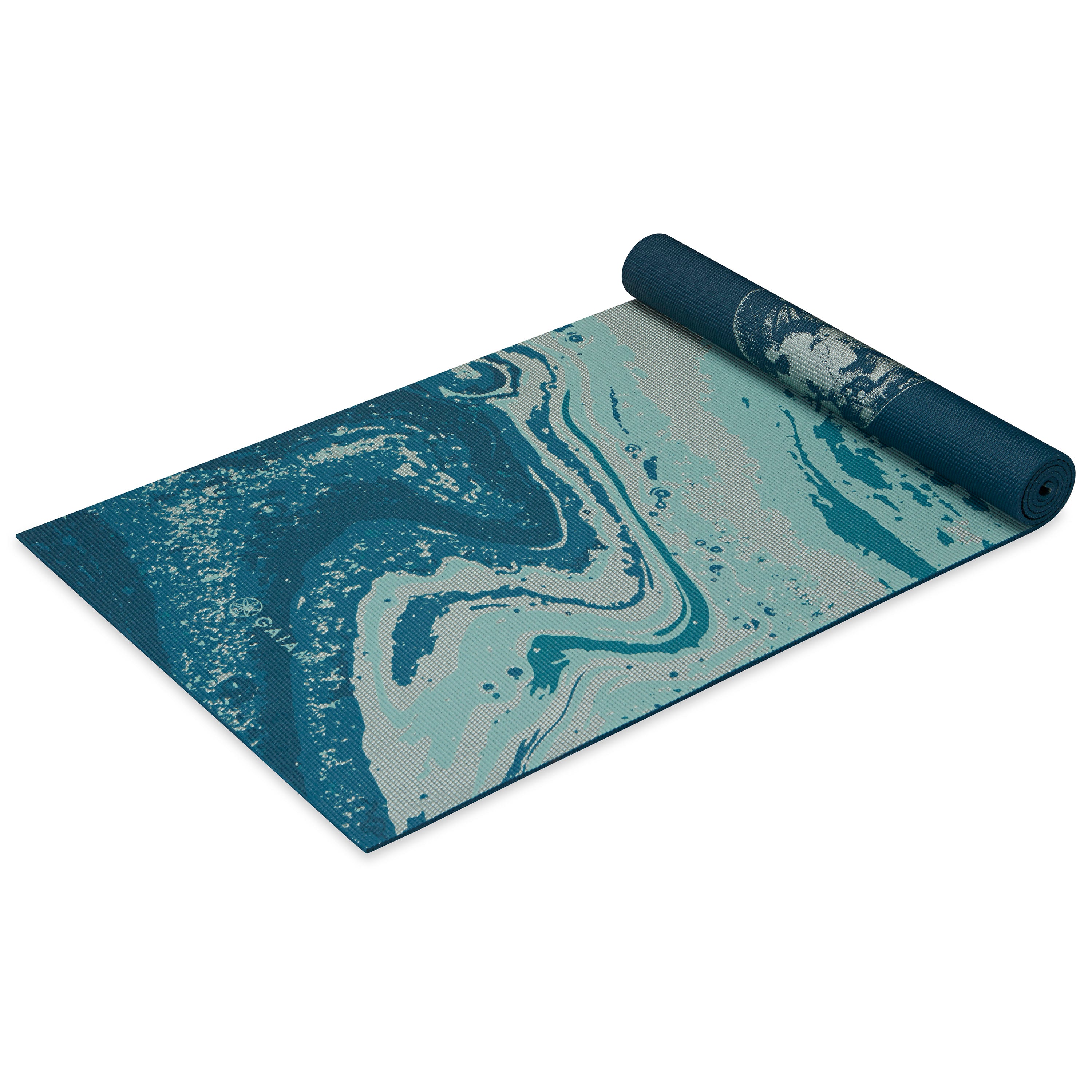 Premium Reversible Lunar Wave Yoga Mat (6mm) reverse angle top rolled